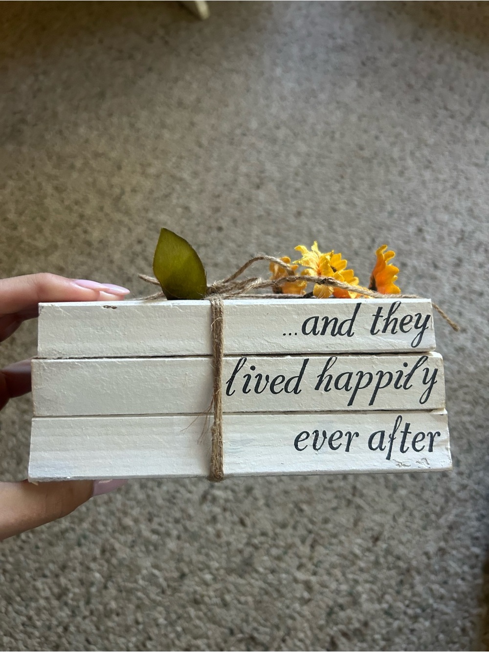 Rustic White "...and they lived happily ever after" Decorative Stack